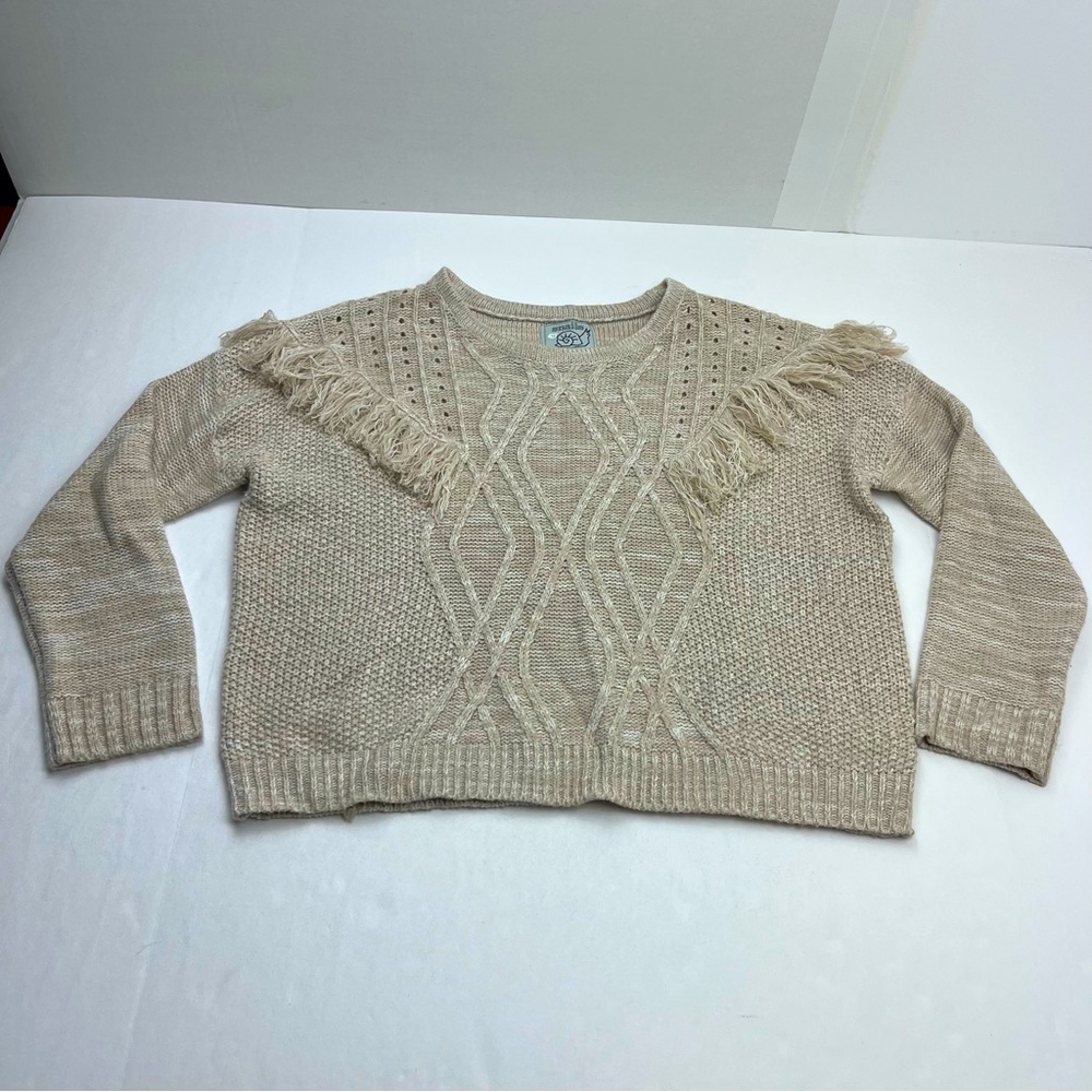 Snails‎ & Cinnamon Heathered Tan Sweater Womens Size Large Cable Knit *TINY FLAW